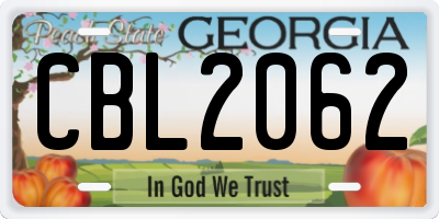 GA license plate CBL2062