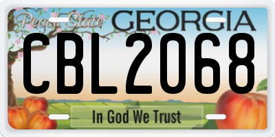 GA license plate CBL2068