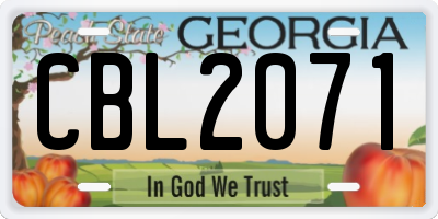 GA license plate CBL2071