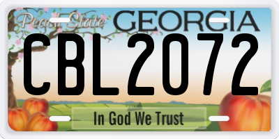 GA license plate CBL2072