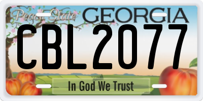 GA license plate CBL2077