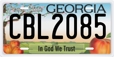 GA license plate CBL2085