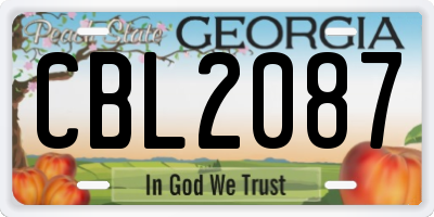 GA license plate CBL2087