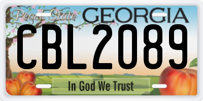 GA license plate CBL2089