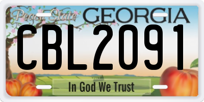 GA license plate CBL2091