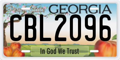 GA license plate CBL2096