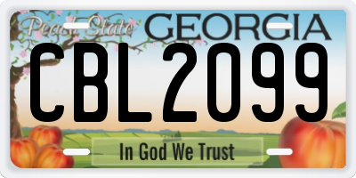 GA license plate CBL2099