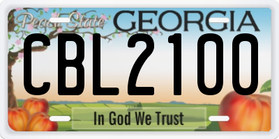 GA license plate CBL2100