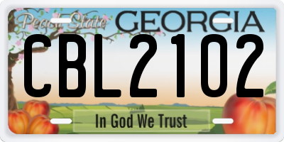 GA license plate CBL2102