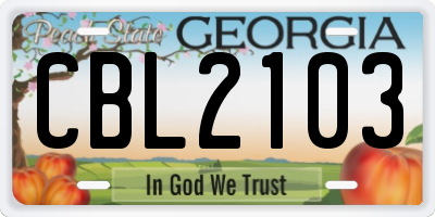 GA license plate CBL2103