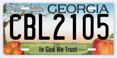 GA license plate CBL2105