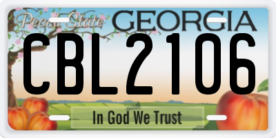 GA license plate CBL2106