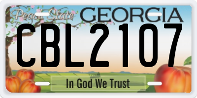 GA license plate CBL2107