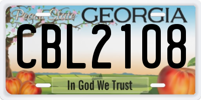 GA license plate CBL2108