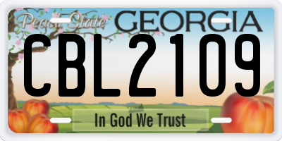 GA license plate CBL2109