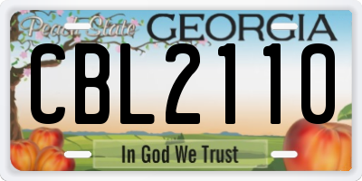 GA license plate CBL2110