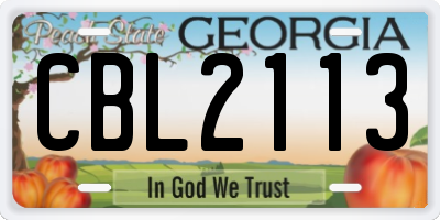 GA license plate CBL2113