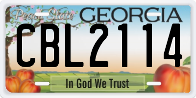 GA license plate CBL2114