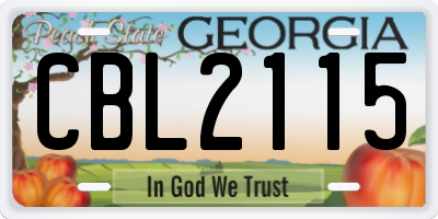 GA license plate CBL2115