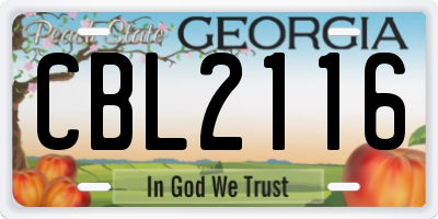 GA license plate CBL2116