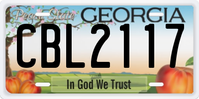 GA license plate CBL2117