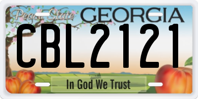 GA license plate CBL2121