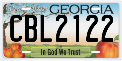 GA license plate CBL2122