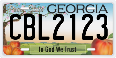 GA license plate CBL2123