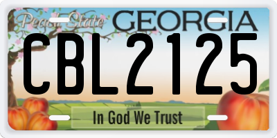 GA license plate CBL2125