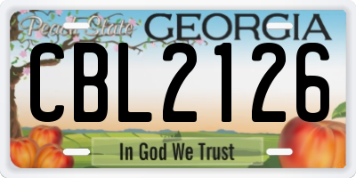 GA license plate CBL2126