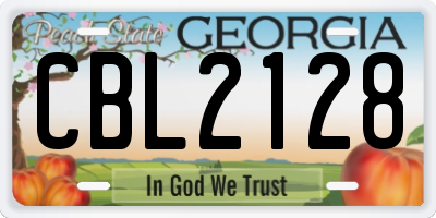 GA license plate CBL2128