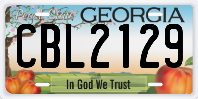 GA license plate CBL2129