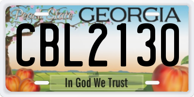 GA license plate CBL2130