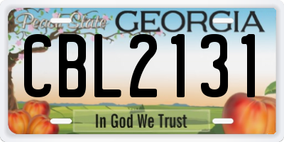 GA license plate CBL2131