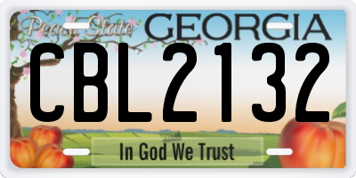 GA license plate CBL2132