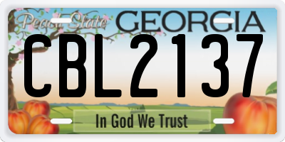 GA license plate CBL2137