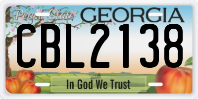 GA license plate CBL2138