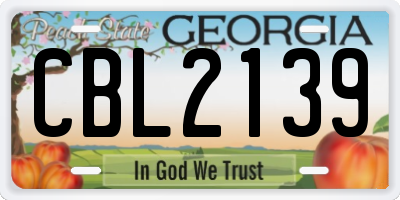 GA license plate CBL2139