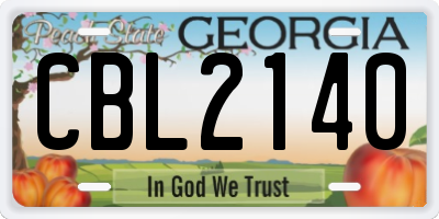 GA license plate CBL2140