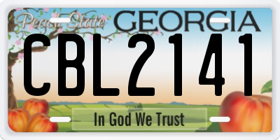 GA license plate CBL2141