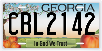 GA license plate CBL2142