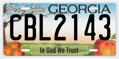 GA license plate CBL2143