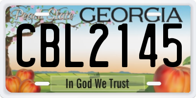 GA license plate CBL2145