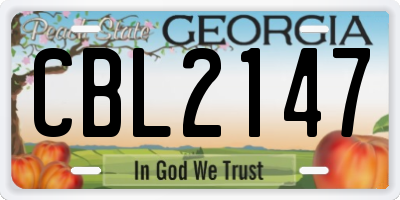 GA license plate CBL2147