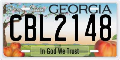 GA license plate CBL2148