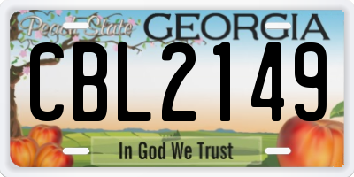 GA license plate CBL2149