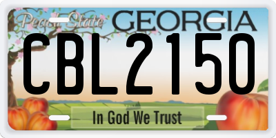 GA license plate CBL2150