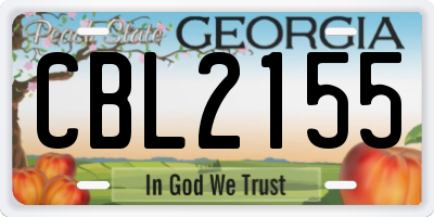 GA license plate CBL2155