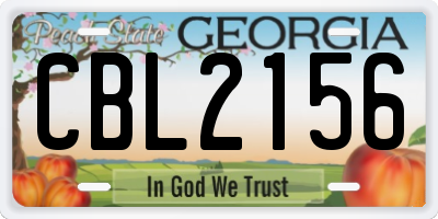 GA license plate CBL2156