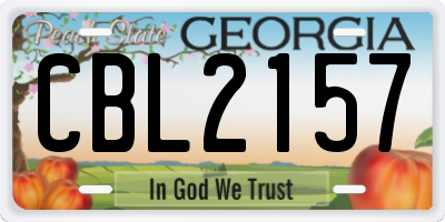 GA license plate CBL2157